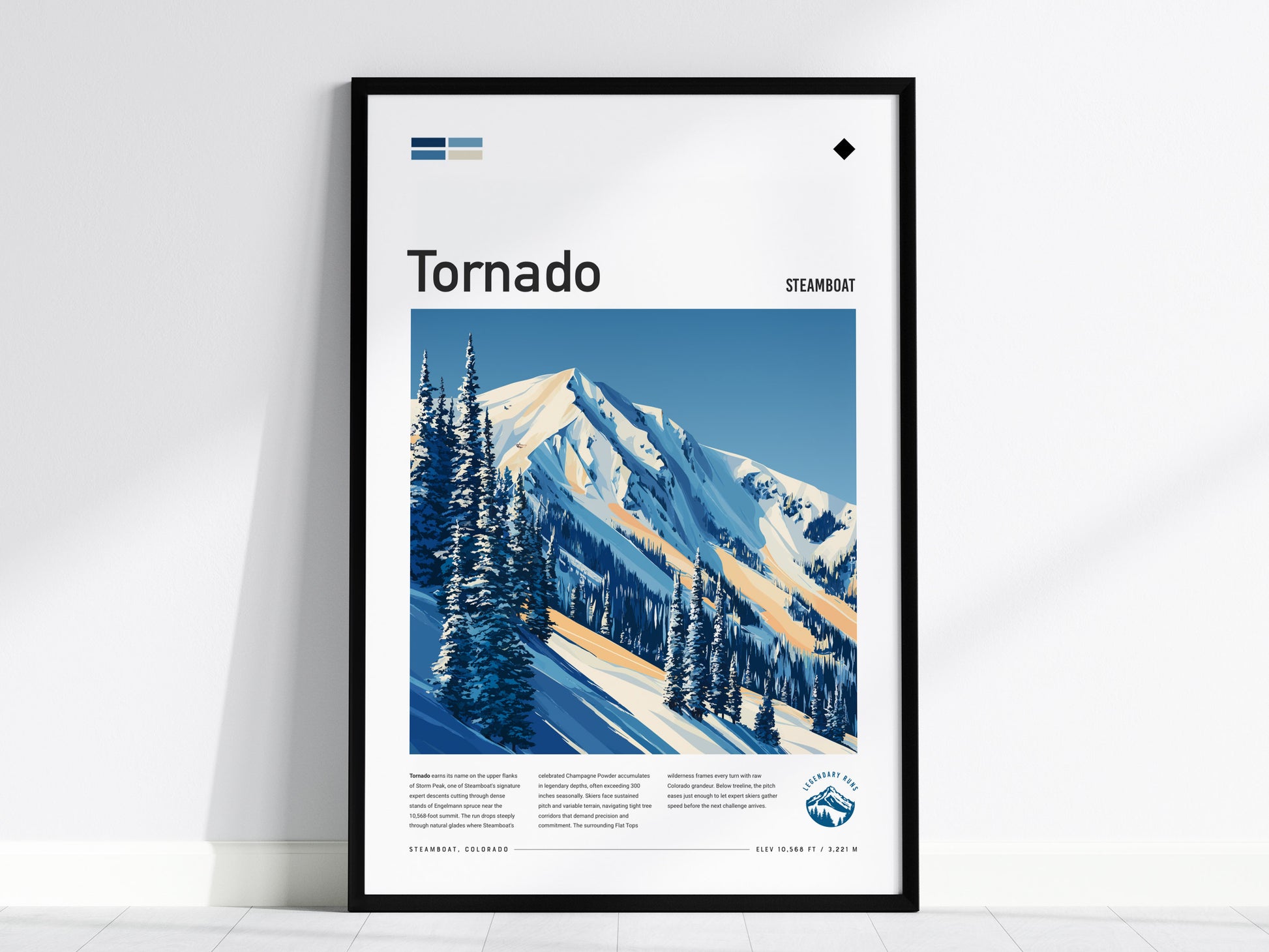 Tornado, Steamboat Poster | Steep Slopes & Fresh Powder Wall Art — framed wall art, 24x36 in