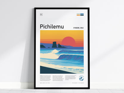 Pichilemu, Chile Poster | Pacific Surf & Coastal Cliffs Wall Art — framed wall art, 24x36 in