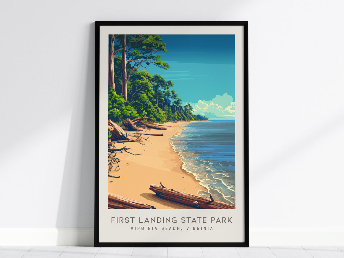First Landing State Park Matte Border Poster | Virginia Beach, Virginia Coastal Beach Decor — framed wall art, 24x36 in