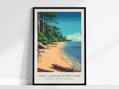 First Landing State Park Matte Border Poster | Virginia Beach, Virginia Coastal Beach Decor — framed wall art, 24x36 in