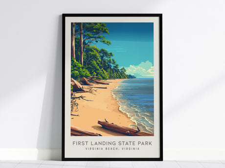 First Landing State Park Matte Border Poster | Virginia Beach, Virginia Coastal Beach Decor — framed wall art, 24x36 in