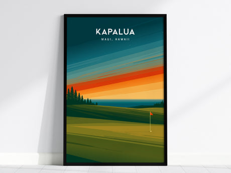 Kapalua Plantation Course, Maui, Hawaii Poster | Tropical Links Golfer Gift Wall Art — framed wall art, 24x36 in