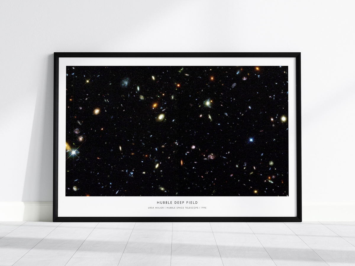 Hubble Deep Field Landscape Poster | Ursa Major NASA Astronomy Print Space Photography Wall Art — framed wall art, 24x36 in