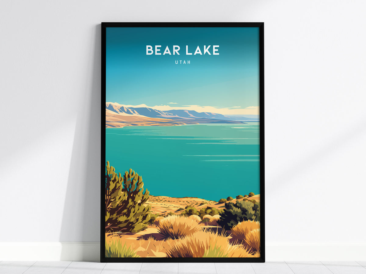 Bear Lake, Utah Poster | Beach House Decor Travel Gift Wall Art — framed wall art, 24x36 in