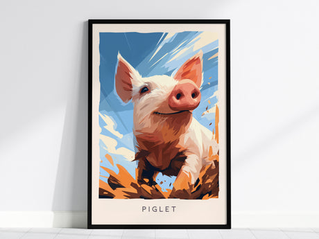 Piglet, Sus scrofa domesticus Poster | Adorable Farm Wildlife Nature Poster Wall Art — framed wall art, 24x36 in