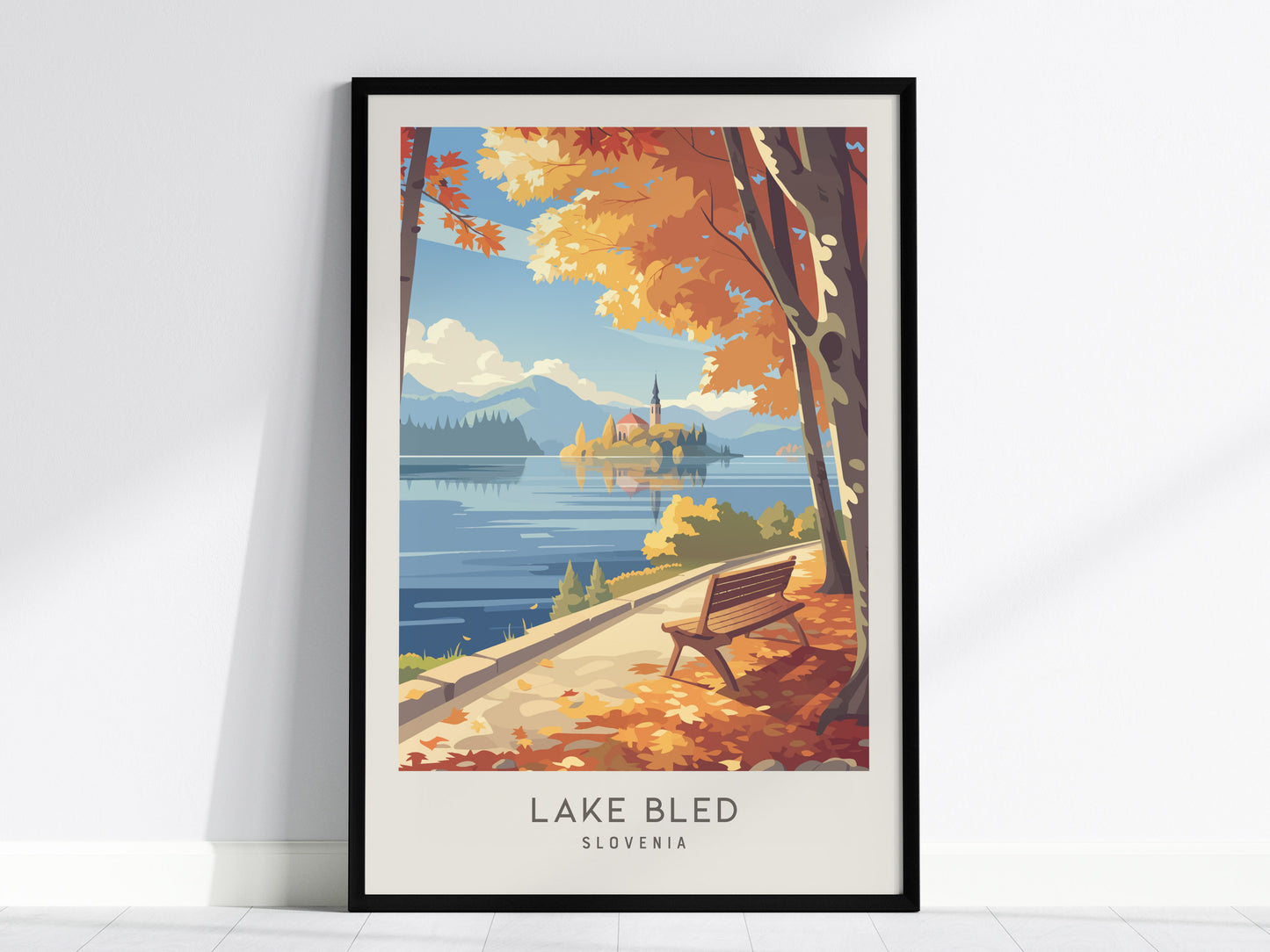Lake Bled Matte Border Poster | Slovenia Travel Wall Art — framed wall art, 24x36 in