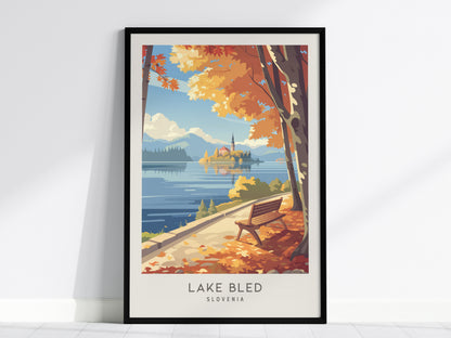 Lake Bled Matte Border Poster | Slovenia Travel Wall Art — framed wall art, 24x36 in