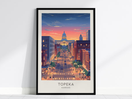 Topeka Matte Border Poster | Kansas Destination Print Framed or Unframed — framed wall art, 24x36 in
