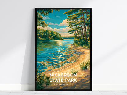 Nickerson State Park, Massachusetts Poster | Cape Cod Forest & Lake Wall Art — framed wall art, 24x36 in