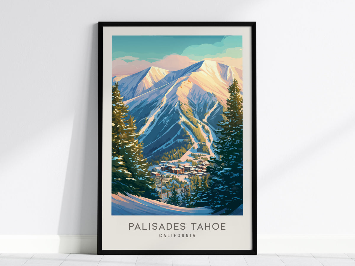 Palisades Tahoe Matte Border Poster | California Destination Print Travel Wall Art — framed wall art, 24x36 in