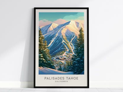 Palisades Tahoe Matte Border Poster | California Destination Print Travel Wall Art — framed wall art, 24x36 in