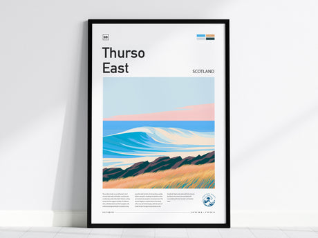 Thurso East, Scotland Poster | Rugged Surf Break Coastal Poster Wall Art — framed wall art, 24x36 in