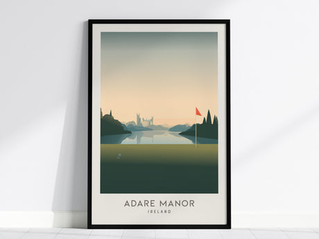 Adare Manor Matte Border Poster | Ireland Golf Course Print & Country Club Decor — framed wall art, 24x36 in