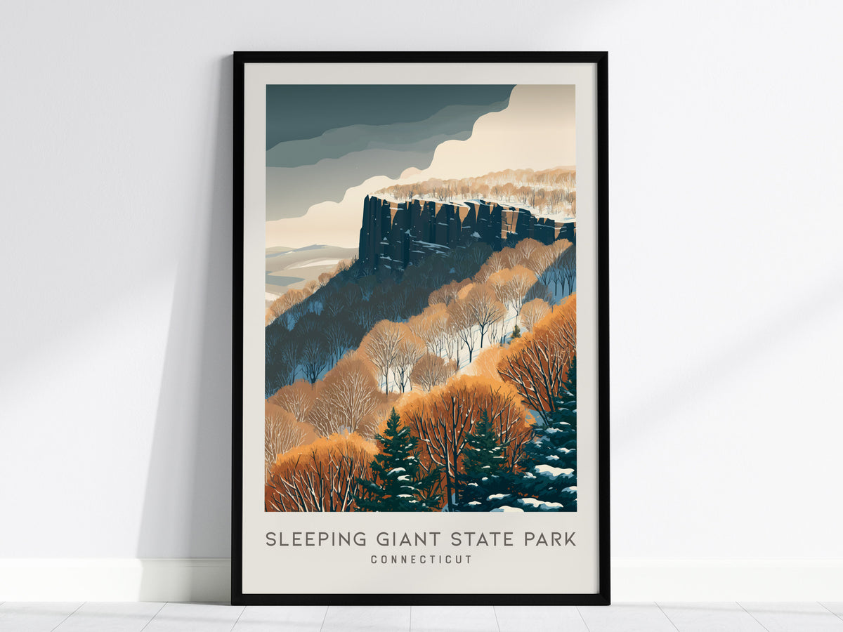 Sleeping Giant State Park Matte Border Poster | Connecticut Travel Wall Art — framed wall art, 24x36 in