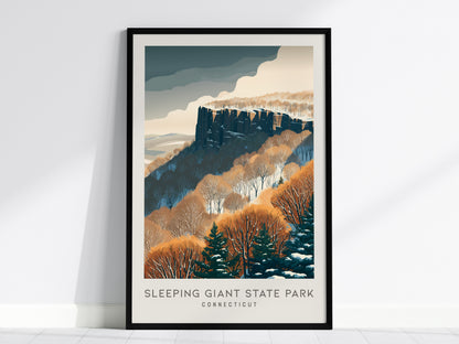 Sleeping Giant State Park Matte Border Poster | Connecticut Travel Wall Art — framed wall art, 24x36 in