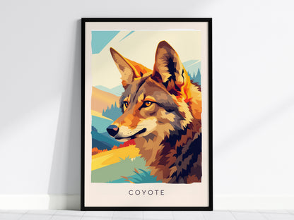 Coyote Poster | Wild Spirit of the Open West Wall Art — framed wall art, 24x36 in