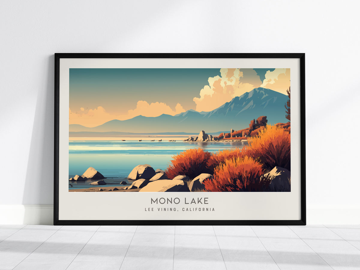 Mono Lake Landscape Matte Border Poster | Lee Vining, California Framed or Unframed Desert Lake Print — framed wall art, 24x3