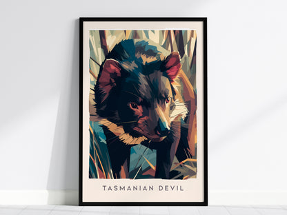 Tasmanian Devil, Sarcophilus harrisii Poster | Bold Wildlife Wall Art — framed wall art, 24x36 in