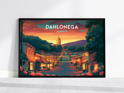 Dahlonega, Georgia Landscape Poster | Appalachian Gold Town Framed or Unframed Wall Art — framed wall art, 24x36 in