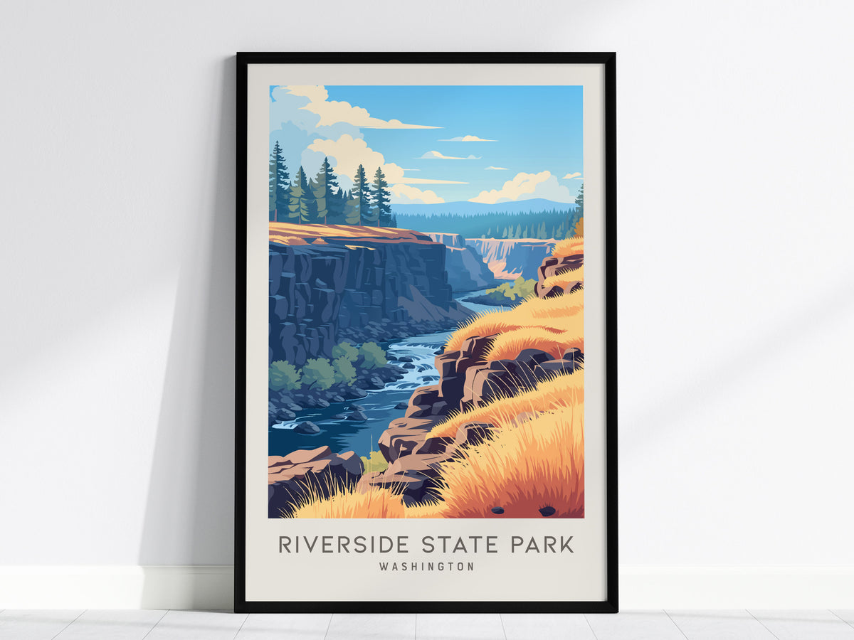 Riverside State Park Matte Border Poster | Washington Travel Wall Art — framed wall art, 24x36 in
