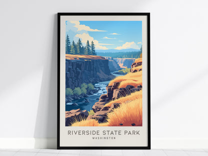 Riverside State Park Matte Border Poster | Washington Travel Wall Art — framed wall art, 24x36 in