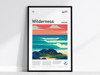 Wilderness, Puerto Rico Poster | Tropical Surf Paradise Wall Art — framed wall art, 24x36 in