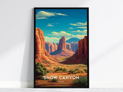 Snow Canyon, Utah Poster | Red Rock Desert Destination Print Wall Art — framed wall art, 24x36 in