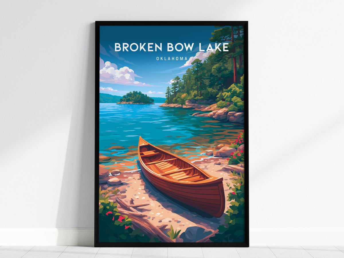 Broken Bow Lake, Oklahoma Poster | Pine Forest & Lake Retreat Wall Art — framed wall art, 24x36 in