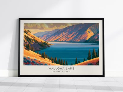 Wallowa Lake Landscape Matte Border Poster | Joseph, Oregon Framed or Unframed Destination Print — framed wall art, 24x36 in