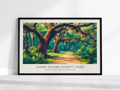 James Island County Park Landscape Matte Border Poster | Charleston, South Carolina Travel Wall Art — framed wall art, 24x36