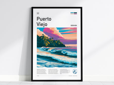 Puerto Viejo, Costa Rica Poster | Tropical Surf & Jungle Paradise Wall Art — framed wall art, 24x36 in