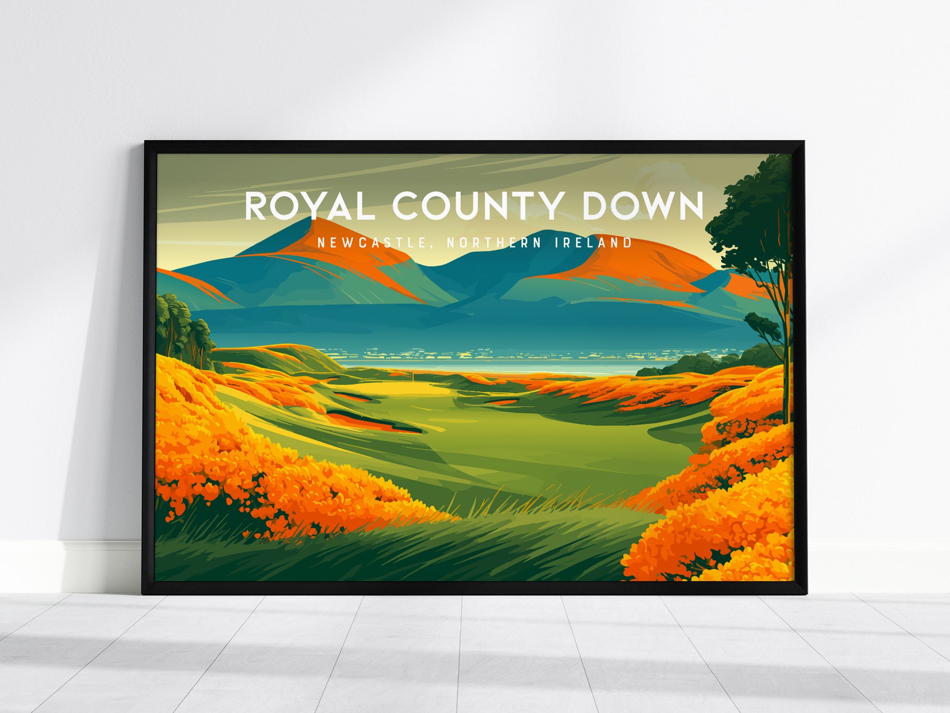 Royal County Down, Newcastle, Northern Ireland Poster | Landscape Links Poster Golf Wall Art — framed wall art, 24x36 in