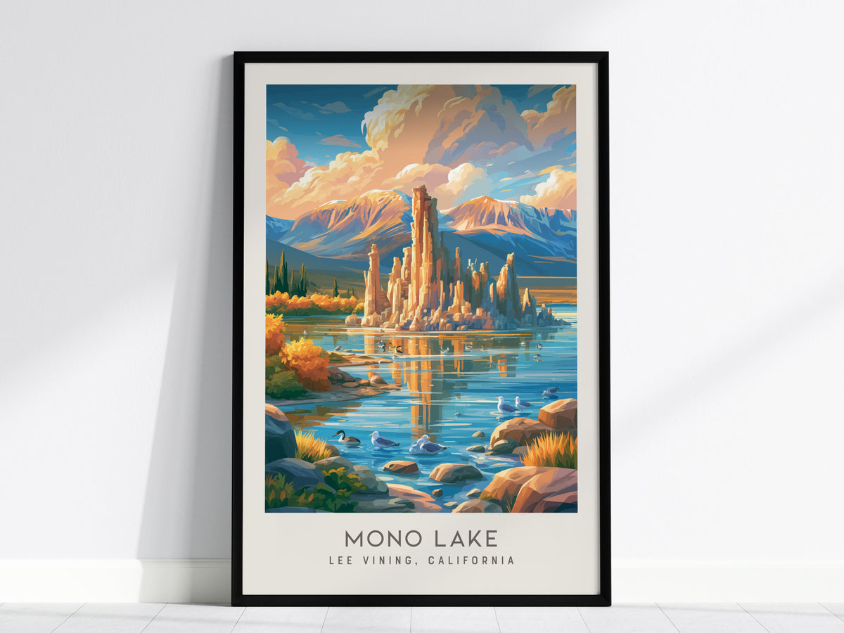 Mono Lake Matte Border Poster | Lee Vining, California Travel Wall Art — framed wall art, 24x36 in