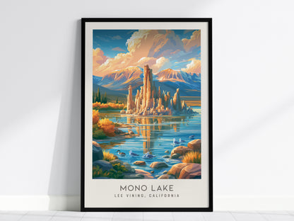 Mono Lake Matte Border Poster | Lee Vining, California Travel Wall Art — framed wall art, 24x36 in
