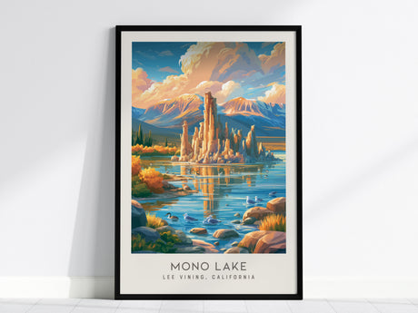 Mono Lake Matte Border Poster | Lee Vining, California Travel Wall Art — framed wall art, 24x36 in