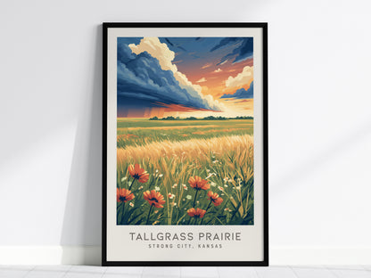 Tallgrass Prairie Matte Border Poster | Strong City, Kansas Destination Print — framed wall art, 24x36 in