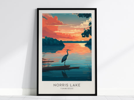 Norris Lake Matte Border Poster | Tennessee Travel Wall Art — framed wall art, 24x36 in