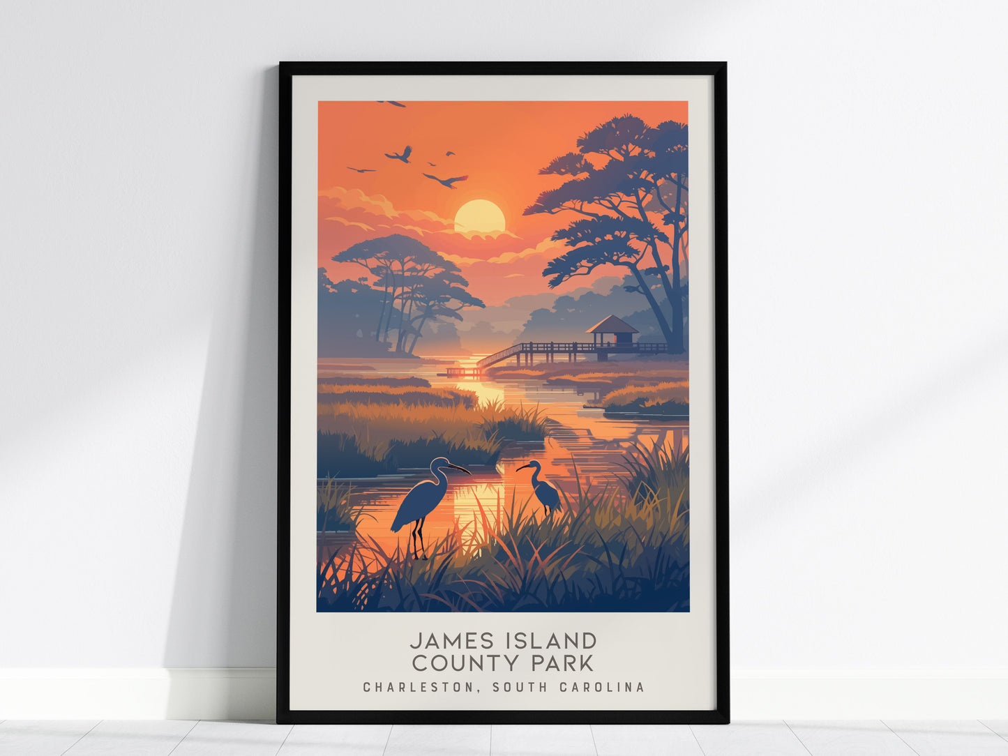 James Island County Park Matte Border Poster | Charleston, South Carolina Beach House Decor — framed wall art, 24x36 in