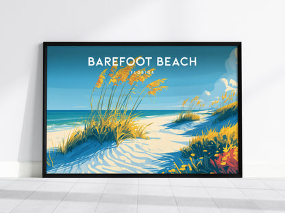 Barefoot Beach, Florida Poster | Tropical Shoreline Landscape Coastal Decor Wall Art — framed wall art, 24x36 in