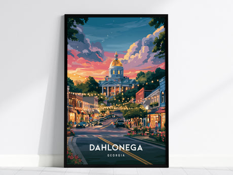 Dahlonega, Georgia Poster | Gold Rush Mountain Town Wall Art — framed wall art, 24x36 in