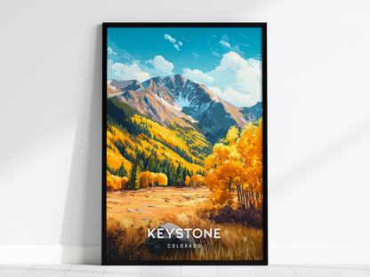 Keystone, Colorado Poster | Snow-Capped Peaks & Ski Village Wall Art — framed wall art, 24x36 in