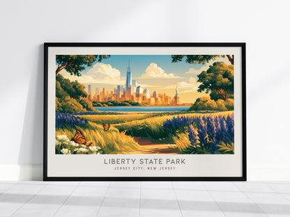 Liberty State Park Landscape Matte Border Poster | Jersey City, New Jersey Framed or Unframed Travel Gift — framed wall art