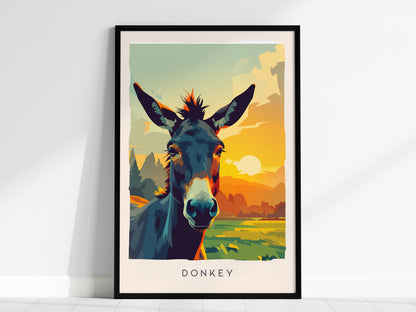Donkey, Equus asinus Poster | Gentle Farm Wildlife Wall Art — framed wall art, 24x36 in