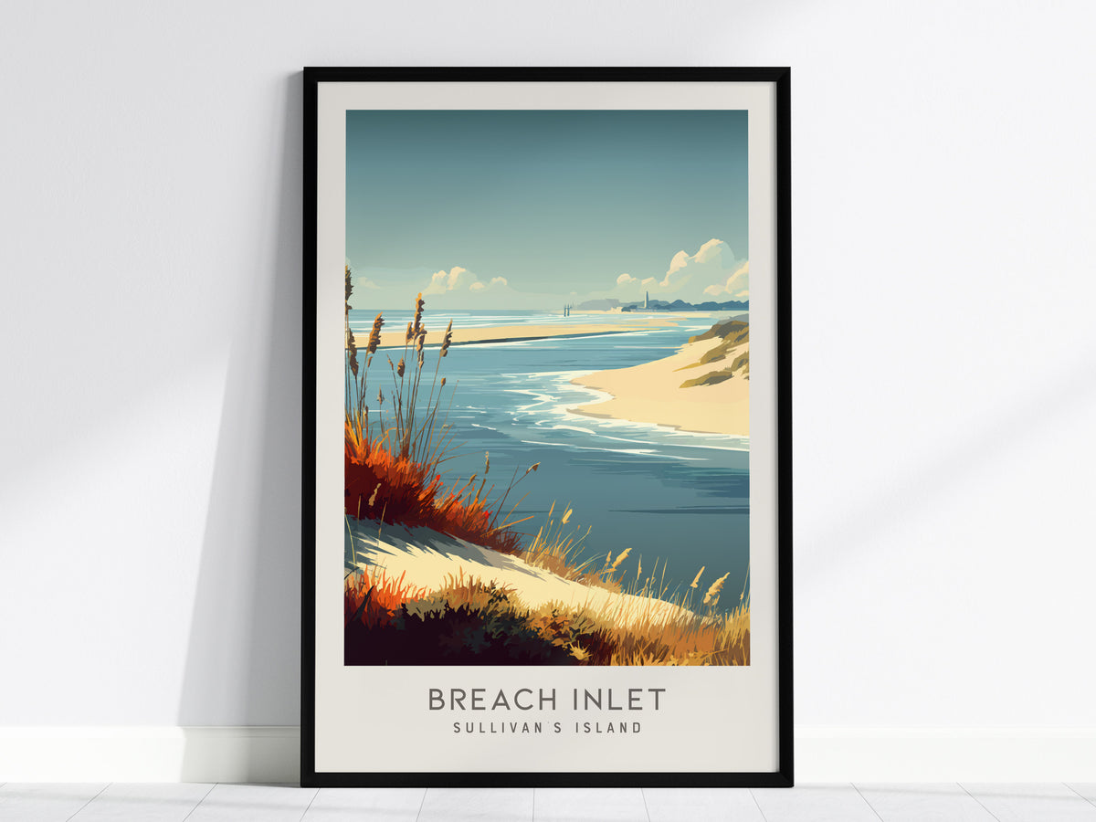 Breach Inlet Matte Border Poster | Sullivan's Island Vacation Wall Art — framed wall art, 24x36 in