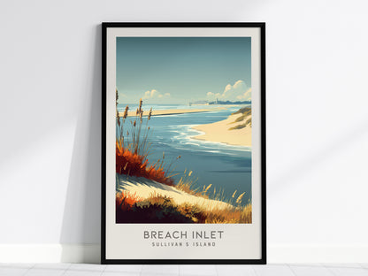 Breach Inlet Matte Border Poster | Sullivan's Island Vacation Wall Art — framed wall art, 24x36 in