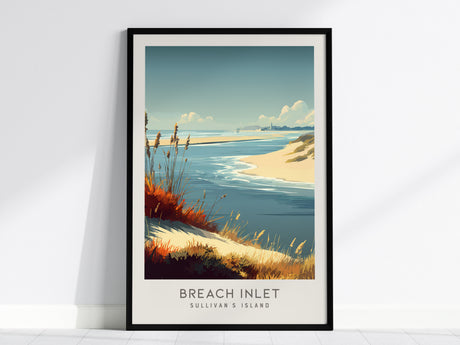 Breach Inlet Matte Border Poster | Sullivan's Island Vacation Wall Art — framed wall art, 24x36 in