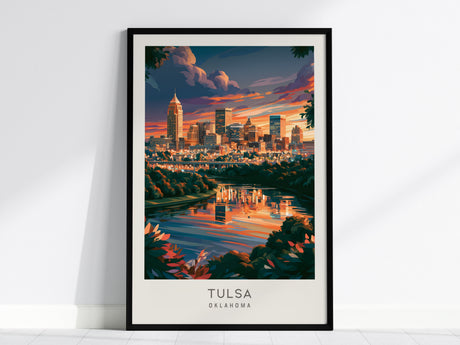 Tulsa Matte Border Poster | Oklahoma Destination Print Travel Wall Art — framed wall art, 24x36 in