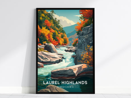 Laurel Highlands, Pennsylvania Poster | Mountain Forest Retreat Framed or Unframed Wall Art — framed wall art, 24x36 in