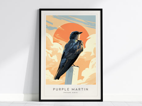 Purple Martin Poster | Graceful Songbird in Golden Light Wall Art — framed wall art, 24x36 in
