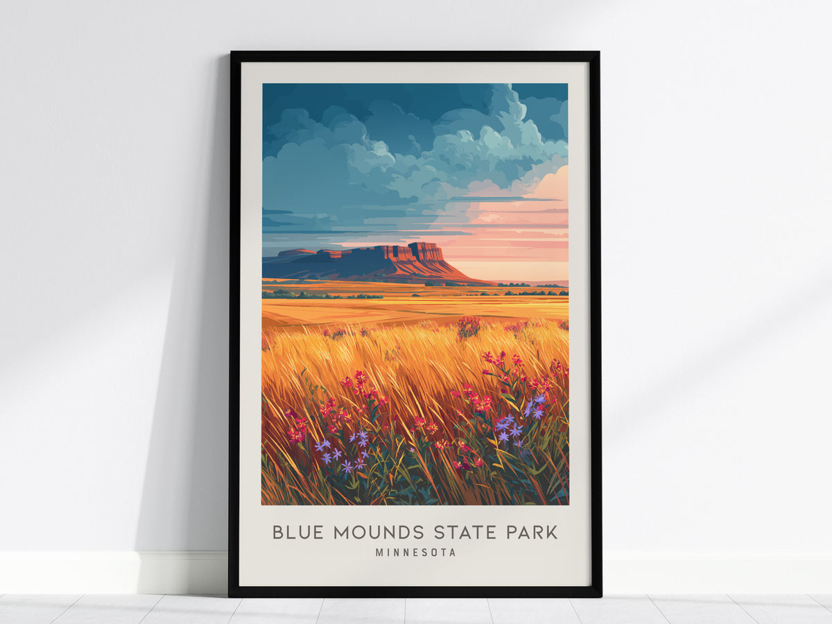 Blue Mounds State Park Matte Border Poster | Minnesota Destination Print & Vacation Wall Art — framed wall art, 24x36 in